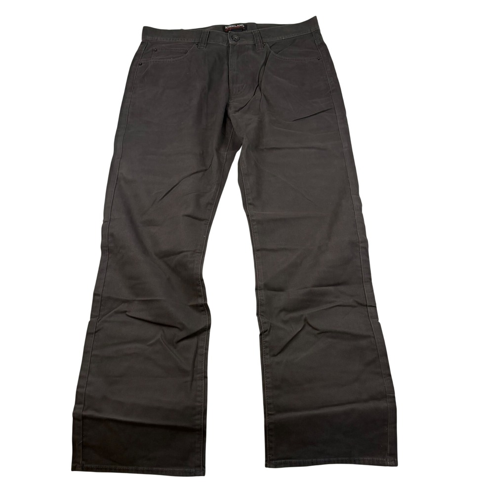 Kirkland Signature Mens 34x30 Brushed Cotton Pants Straight Leg Charcoal Grey
